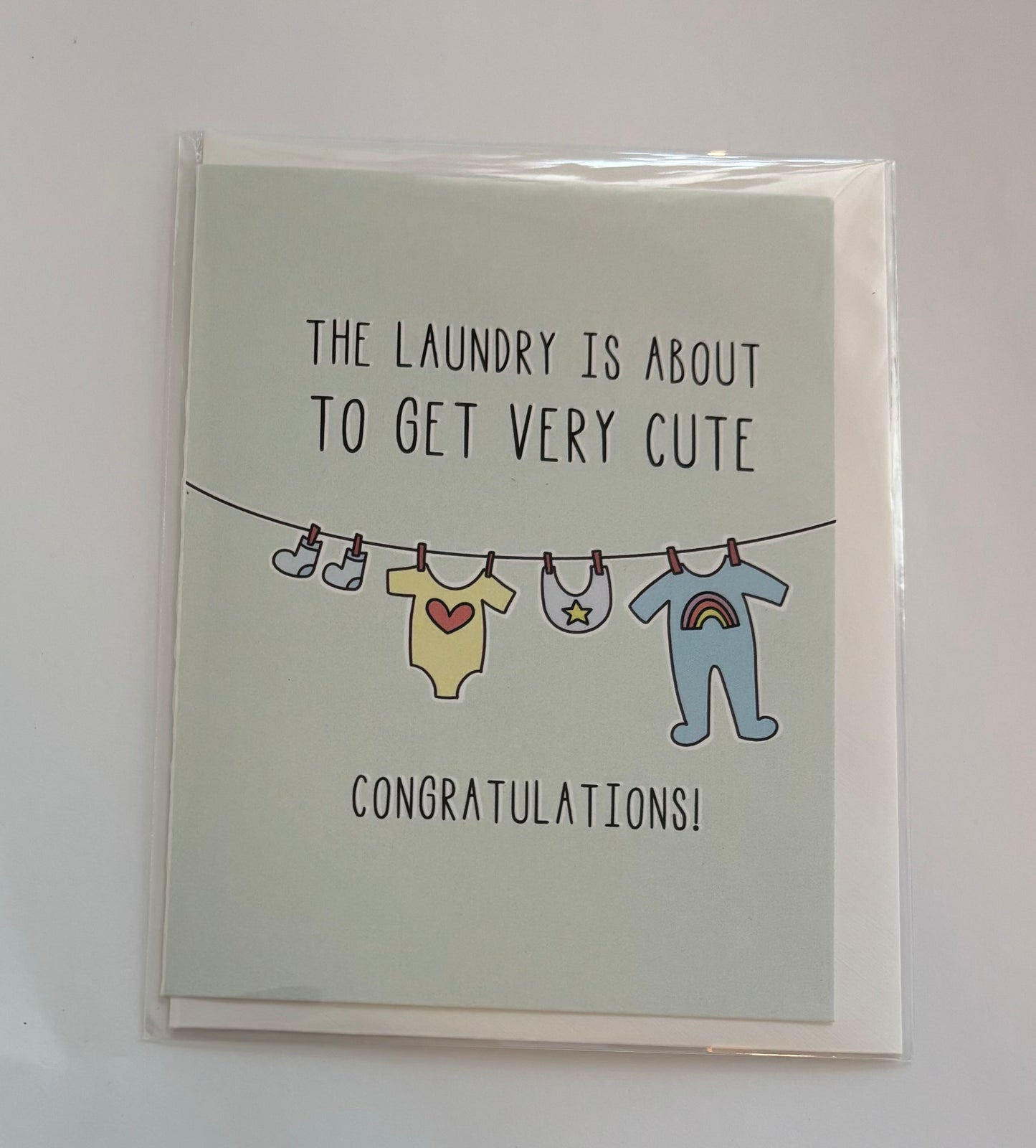 The laundry is about to get very cute! - Baby Shower Card