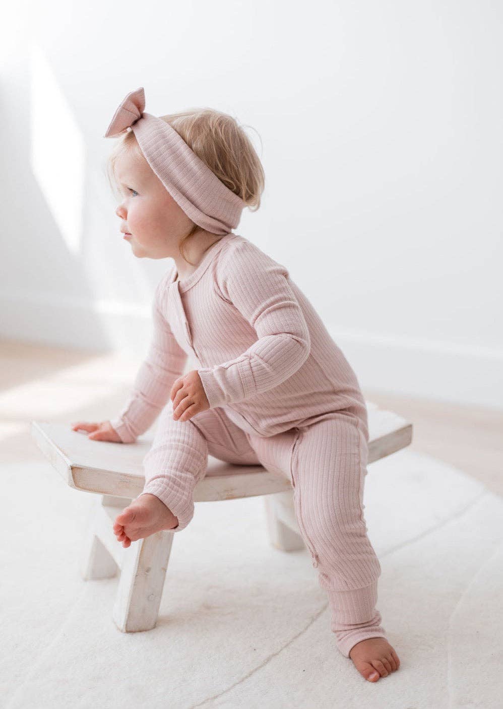 Ribbed Zipper Romper | Blush