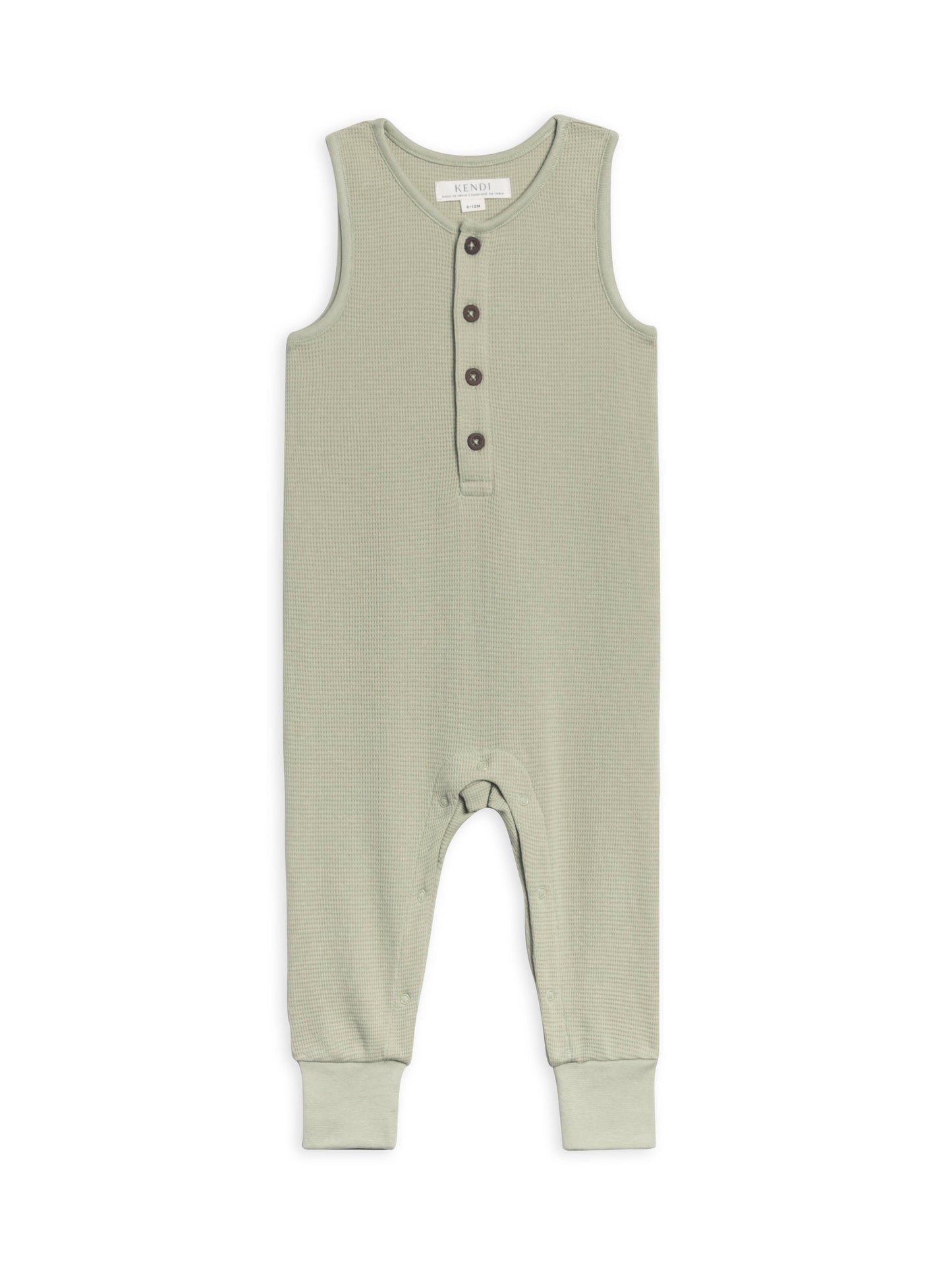 Organic Baby Wade Waffle Henley Romper - Mint
