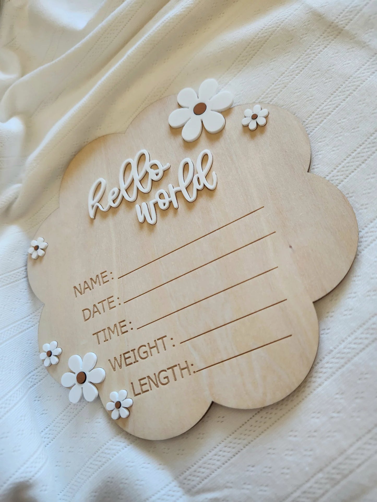 Hello World Floral Announcement Sign