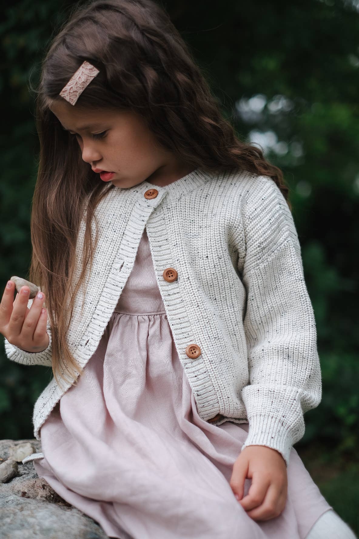 Children's Cotton Knit Cardigan - Speckled