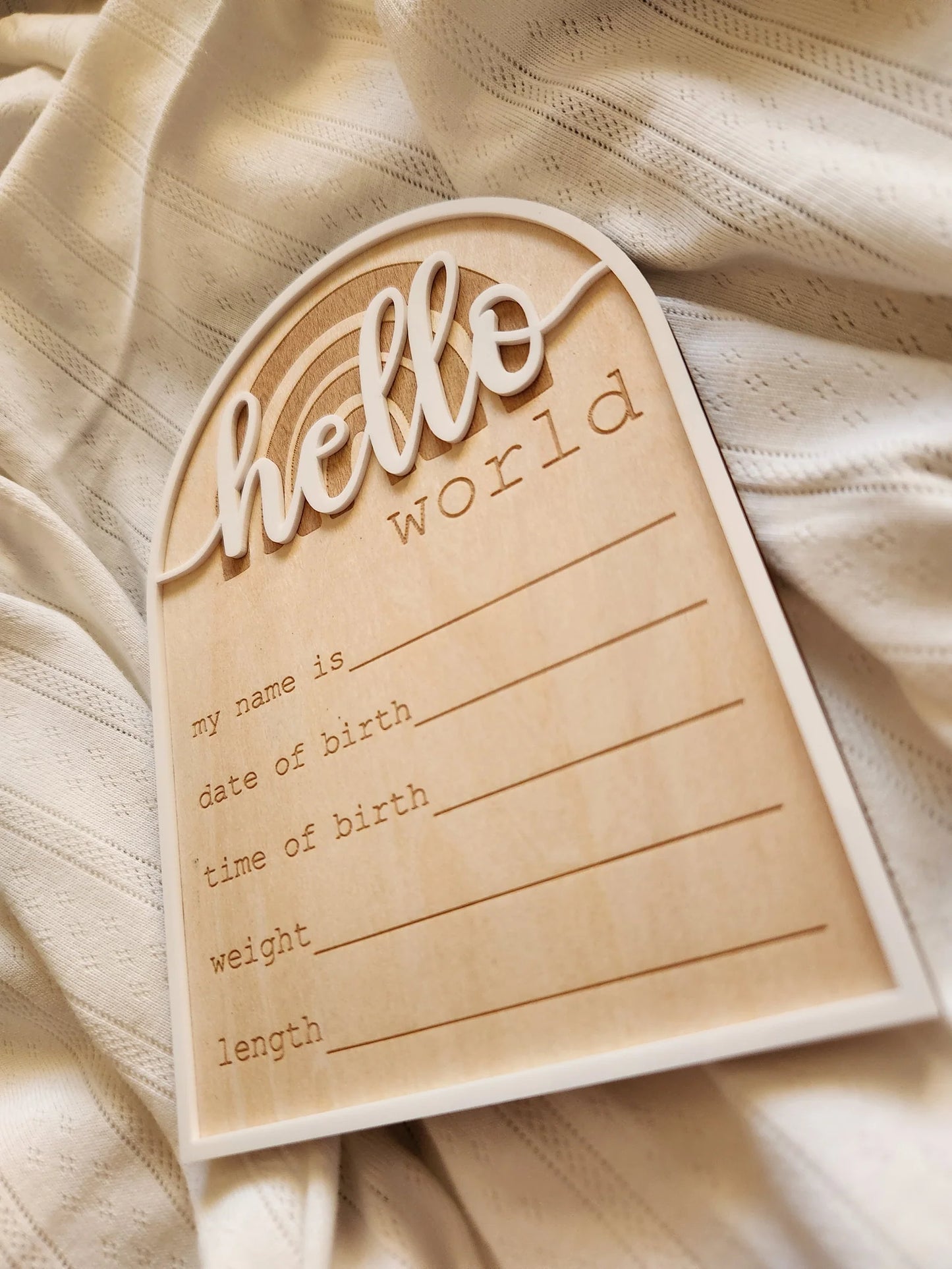 Hello World Rounded Arch Announcement Sign