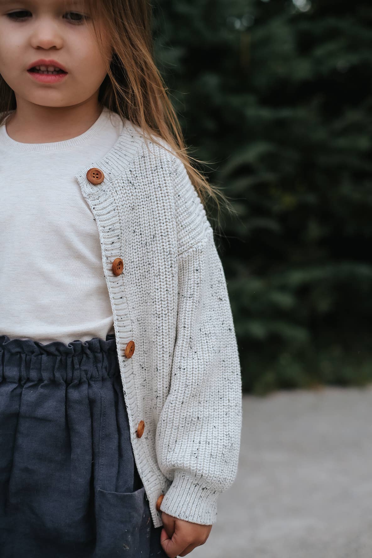 Children's Cotton Knit Cardigan - Speckled