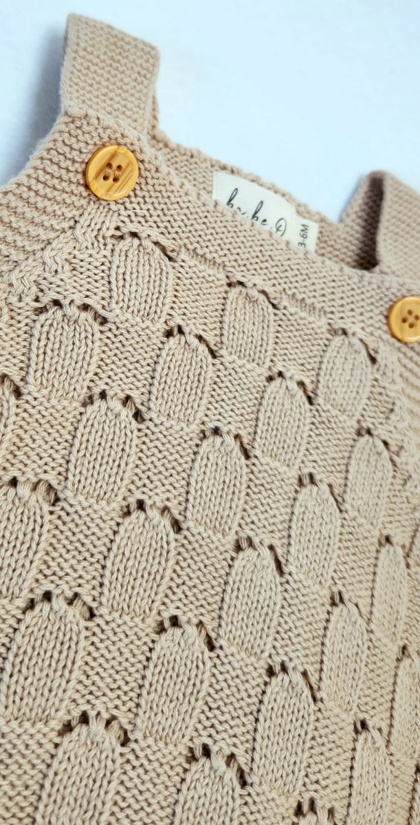 Knit Crotchet Romper - Sand