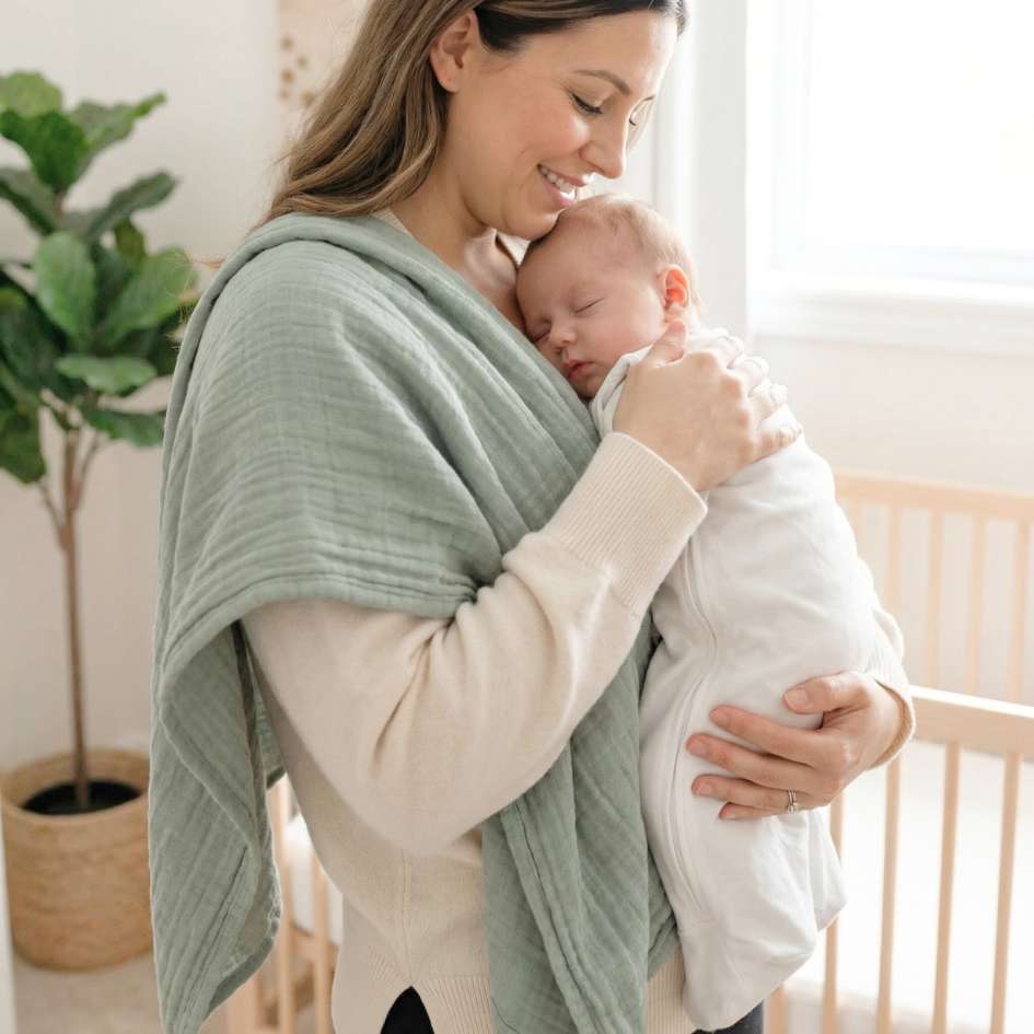 Baby Muslin Cotton Swaddle Blanket - Light Sage