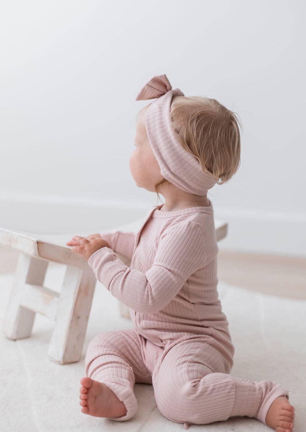 Ribbed Zipper Romper | Blush