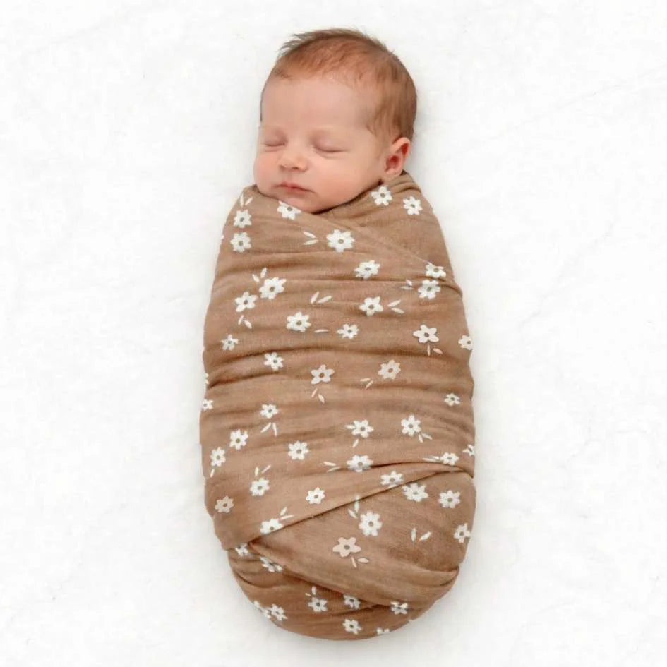 Baby Muslin Bamboo Cotton Swaddle Blanket - Cinnamon Daisy