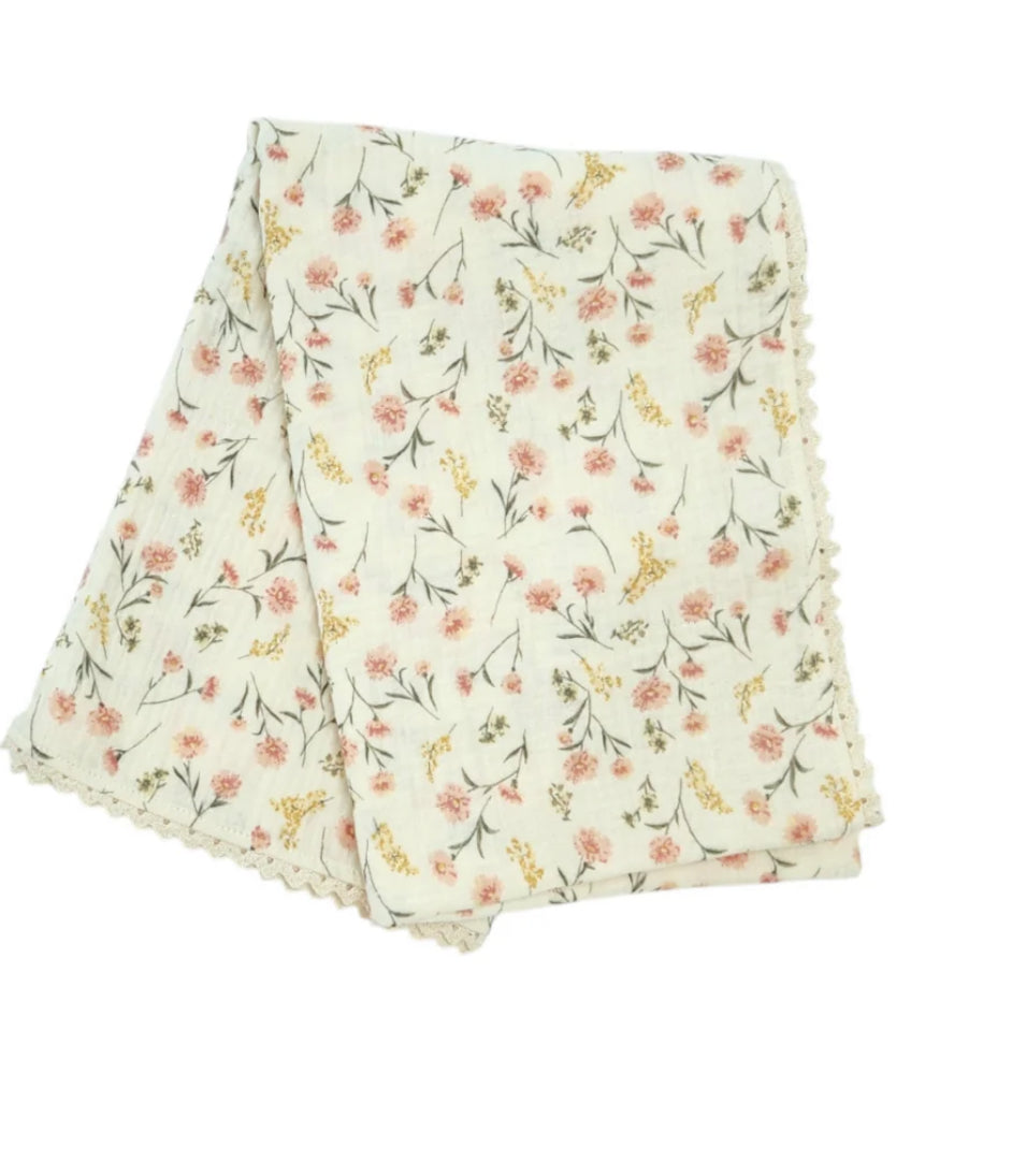 Ivory Floral Blanket