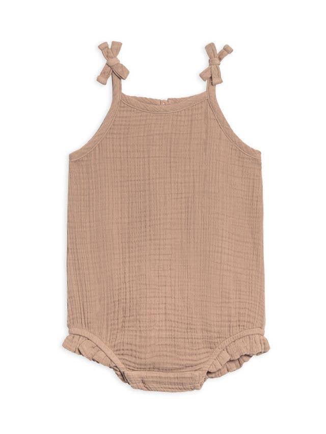 Organic Baby Ada Muslin Ruffle Tank Romper - Truffle