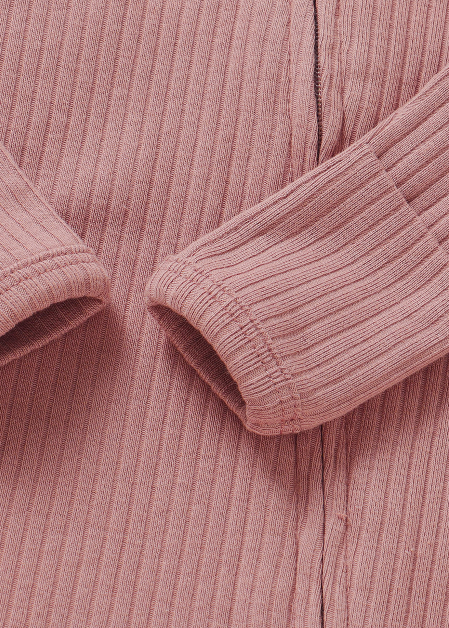 Ribbed Zipper Romper | Vintage Rose