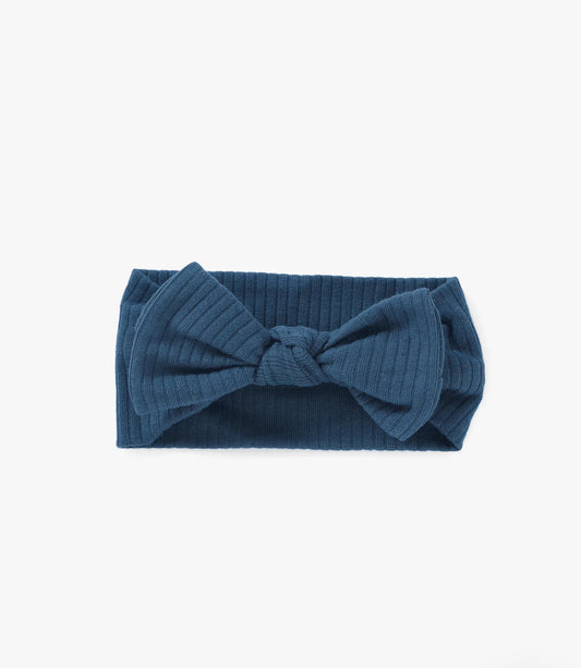 Ribbed headband bow - navy