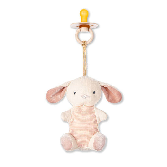 Bitzy Pal Natural Rubber Pacifier & Plush - Cow & Bunny