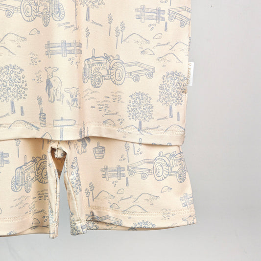 PREORDER - Farmyard Toile Bamboo Short Set