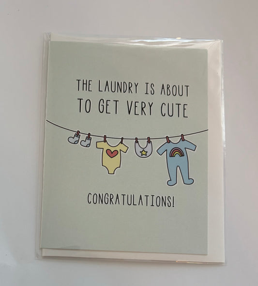 The laundry is about to get very cute! - Baby Shower Card