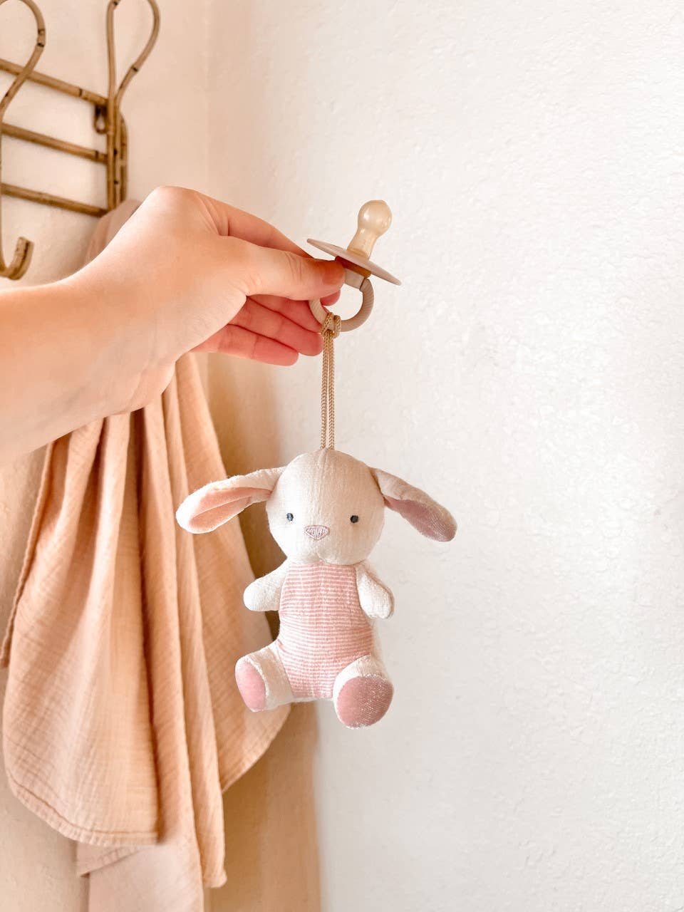 Bitzy Pal Natural Rubber Pacifier & Plush - Cow & Bunny