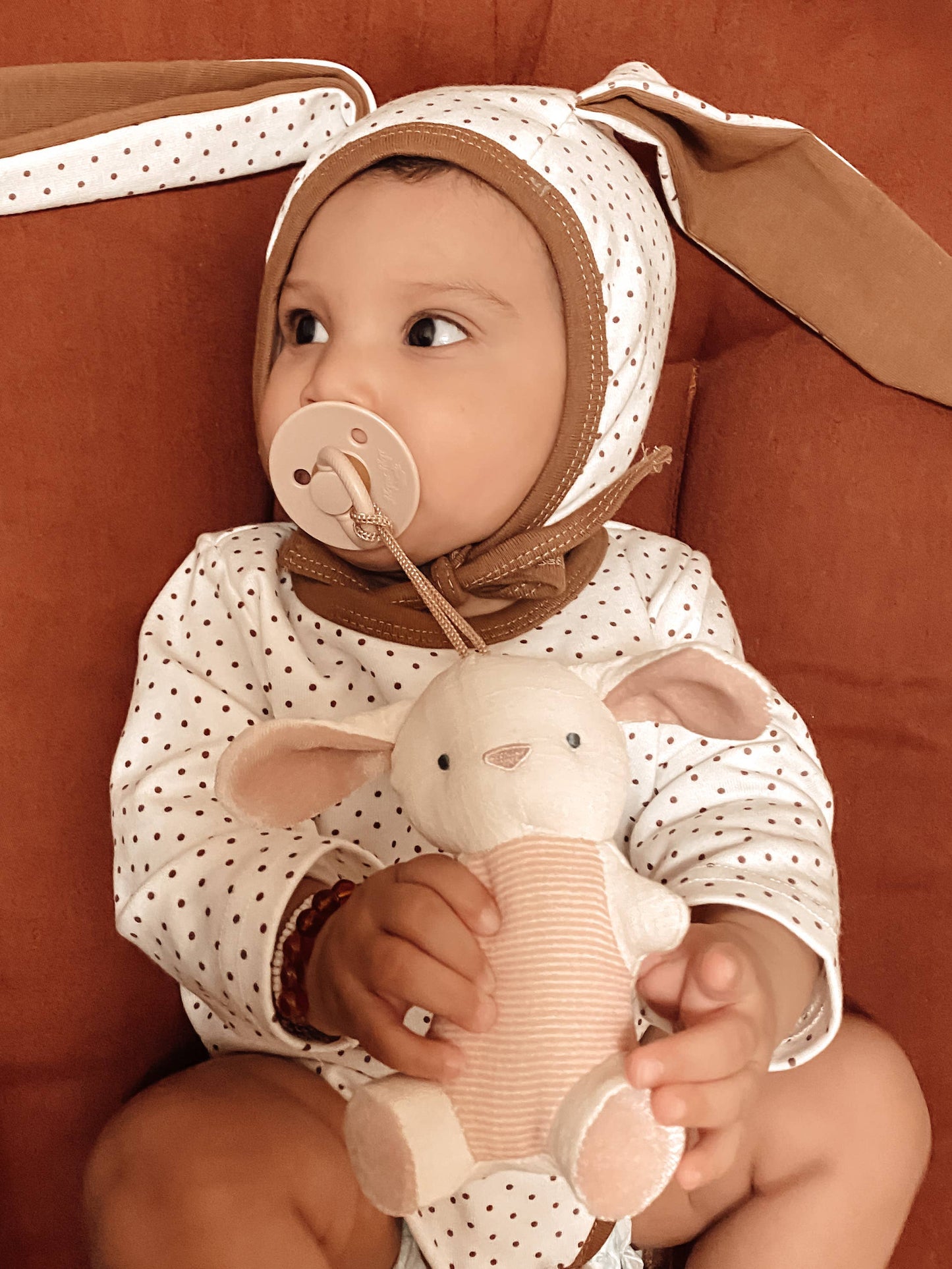 Bitzy Pal Natural Rubber Pacifier & Plush - Cow & Bunny