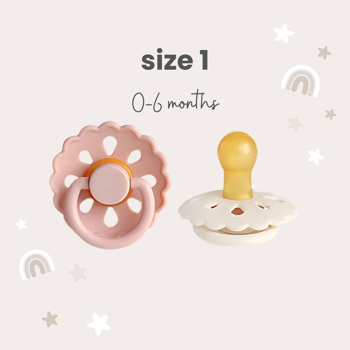 Natural Latex Pacifiers - Size 1 (0-6M) Blush & Cream
