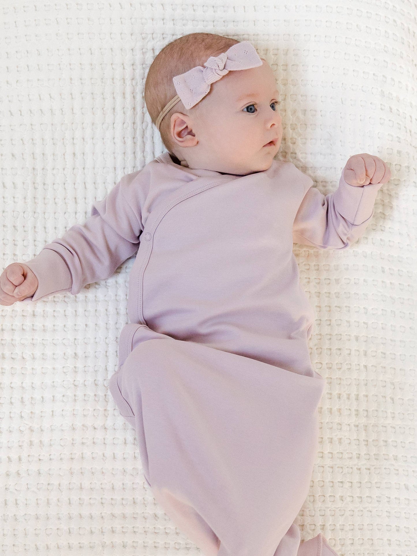 Organic Newborn Indy Kimono Gown - Wisteria