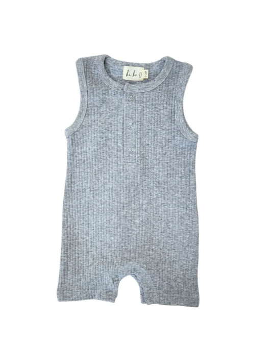 Ribbed Tank Romper - Heathered Grey - 0-3m left!