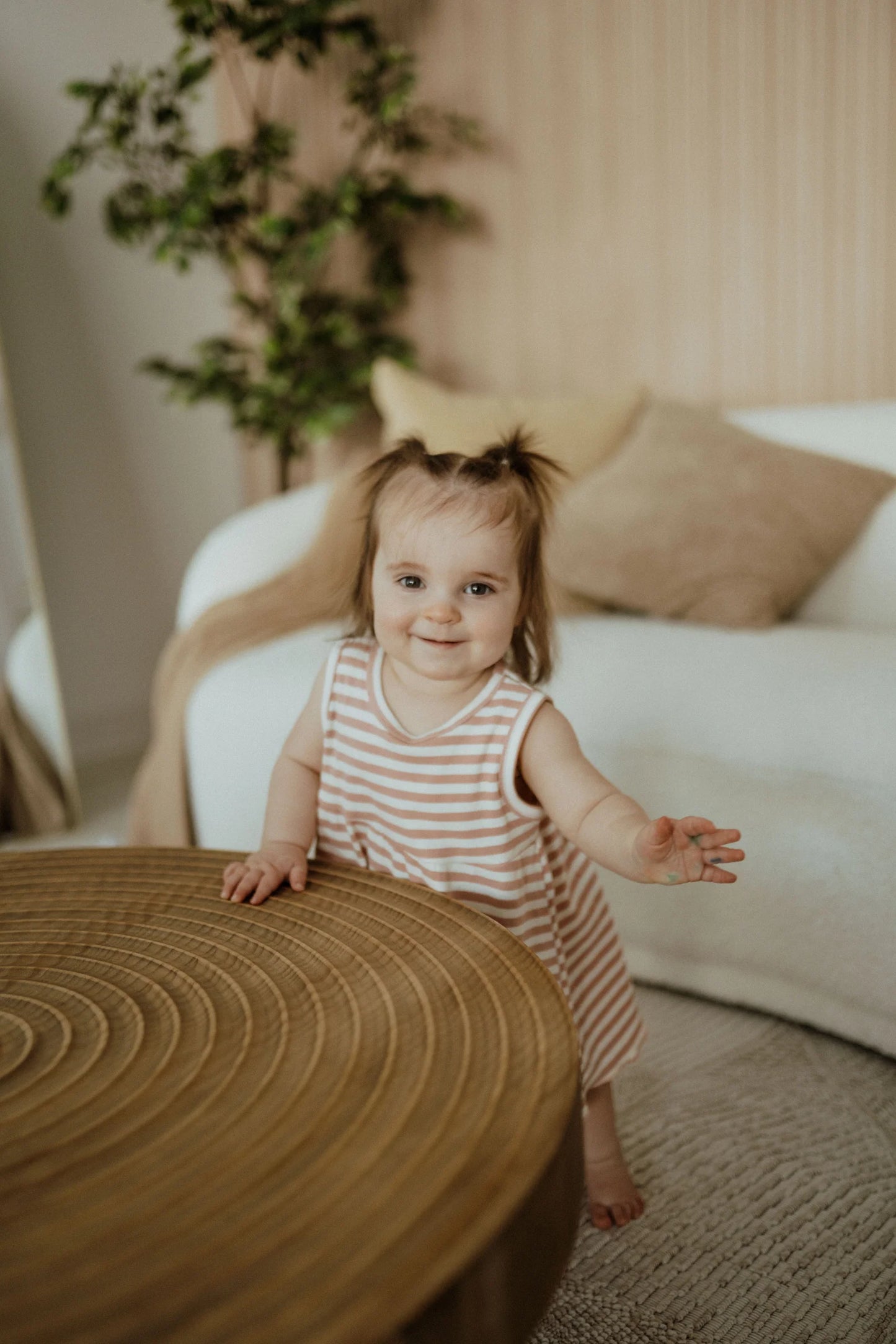 Pink Stripe Ribbed Dress