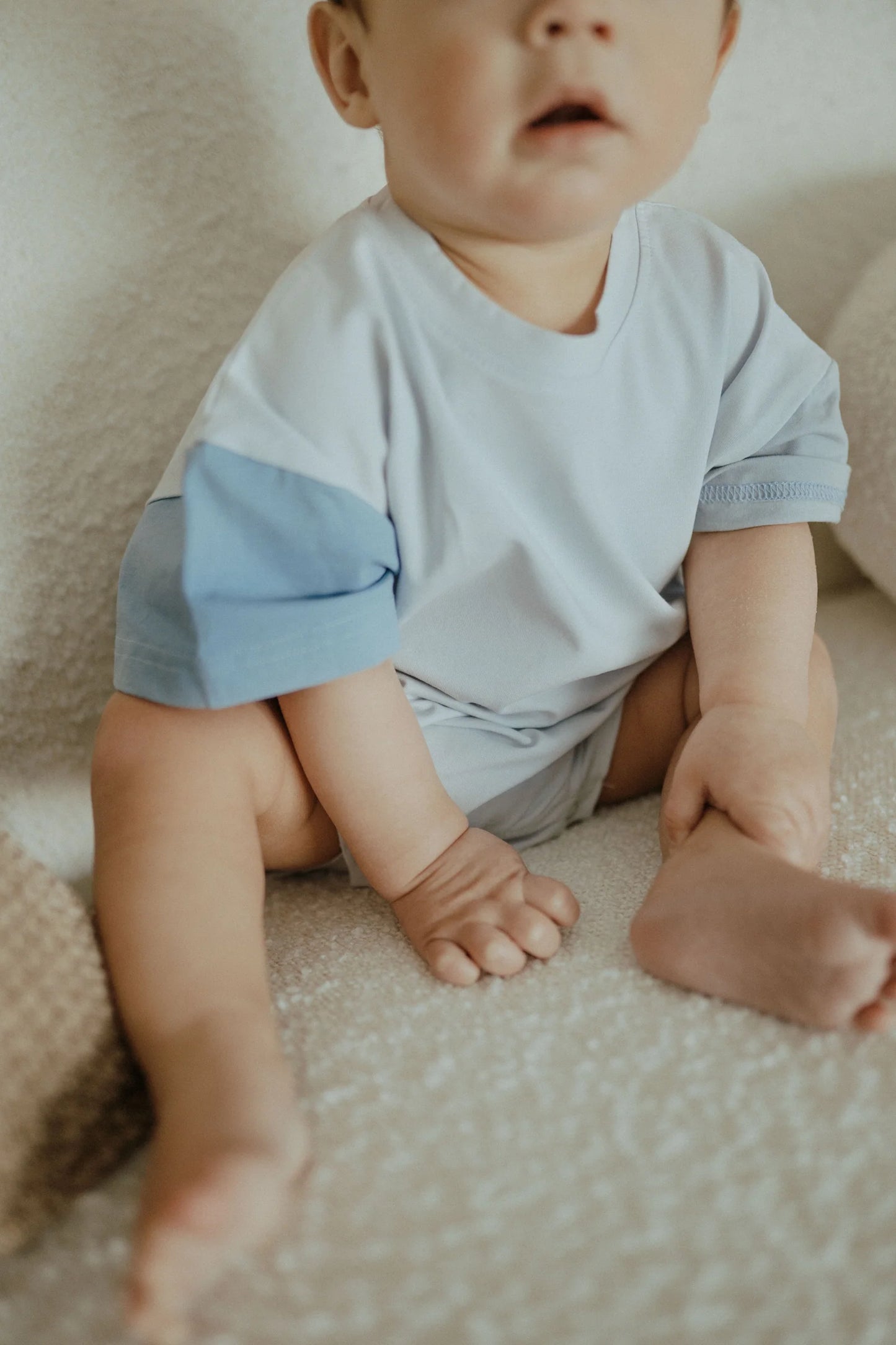 Tri-Coloured Drop Shoulder Romper - Blue