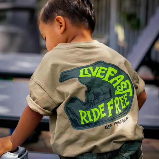 Live fast ride free tee (green) - one left 4T!