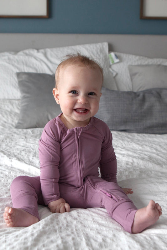 Bamboo Convertible Footies - Mulberry - last one! 0-3m