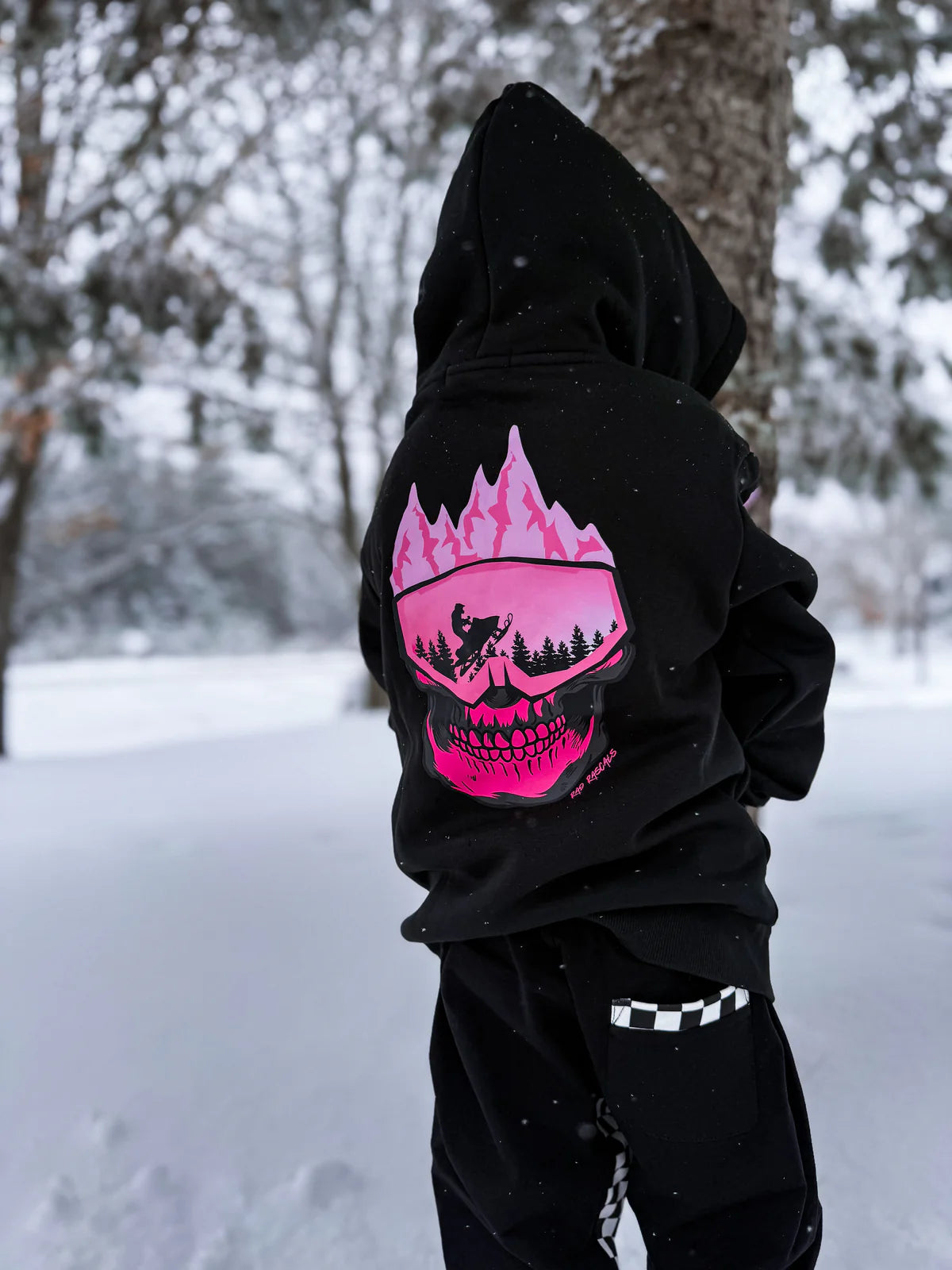 PREORDER - pink skull mountain hoodie