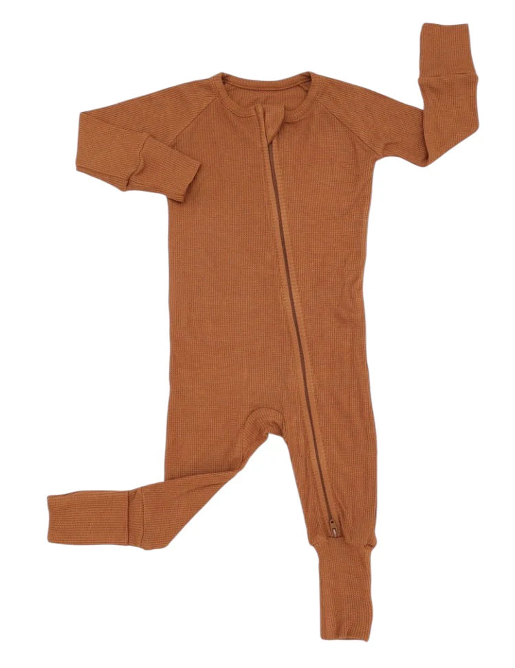 Waffle bamboo convertible footie - Autumn