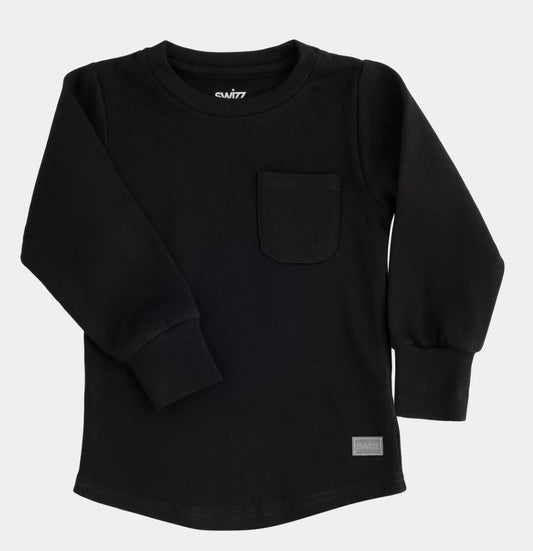 Pocket Long Sleeve Top - Black