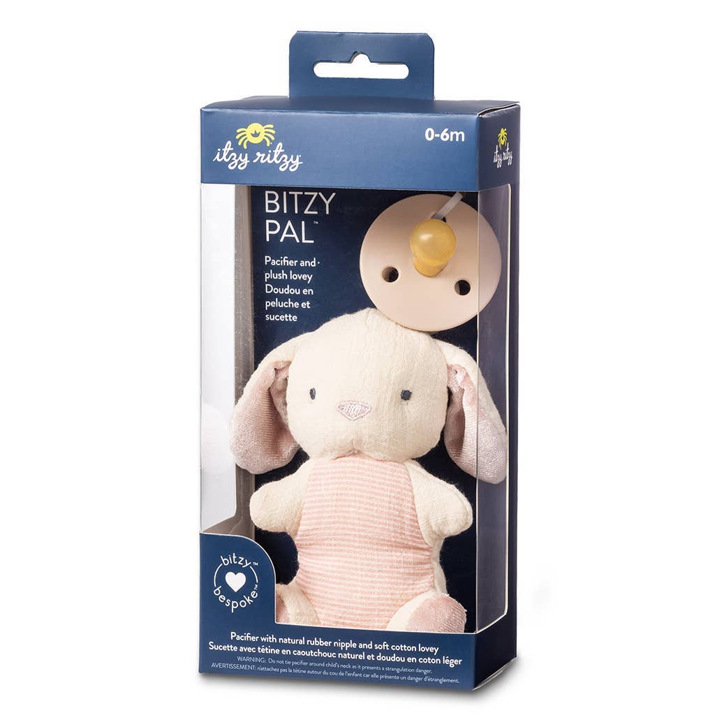Bitzy Pal Natural Rubber Pacifier & Plush - Cow & Bunny