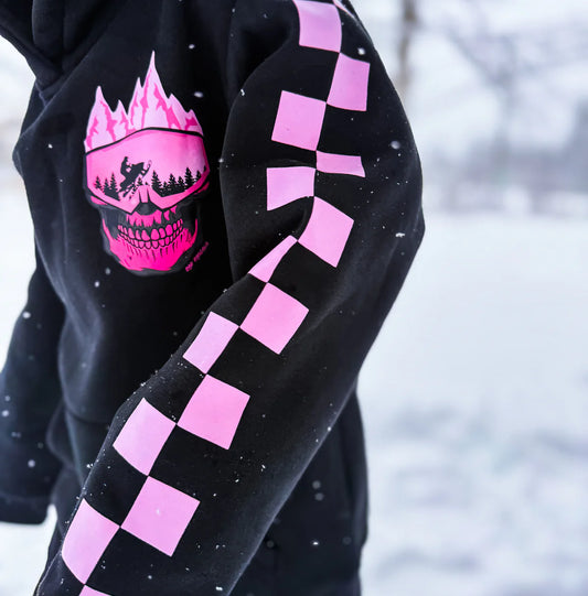 PREORDER - pink skull mountain hoodie
