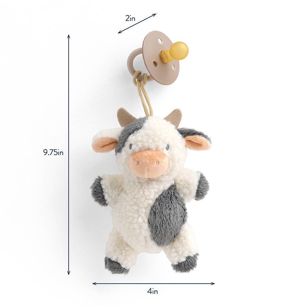 Bitzy Pal Natural Rubber Pacifier & Plush - Cow & Bunny