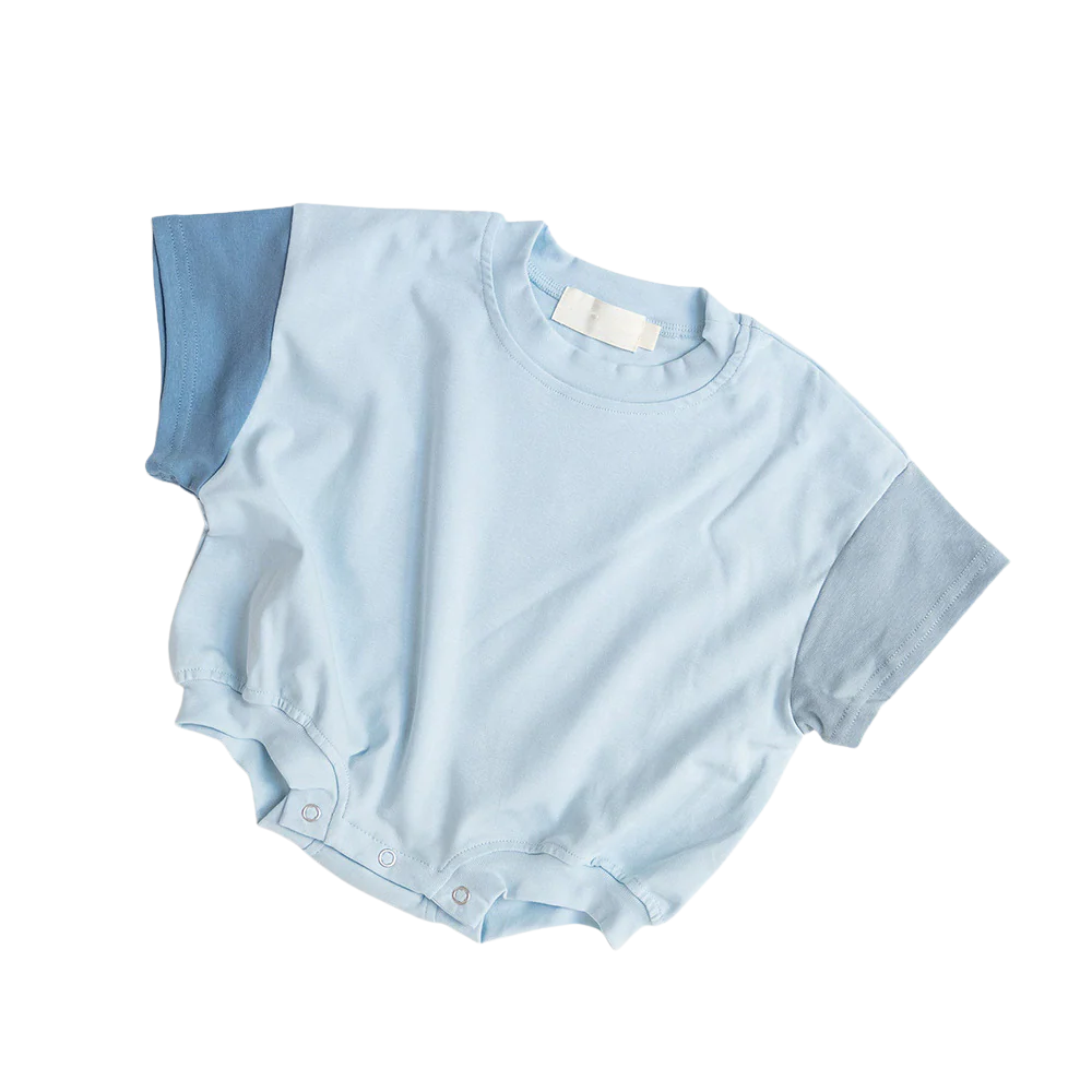 Tri-Coloured Drop Shoulder Romper - Blue