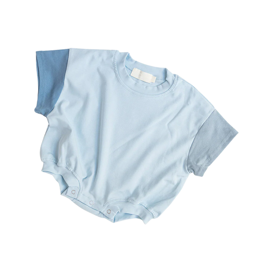 Tri-Coloured Drop Shoulder Romper - Blue