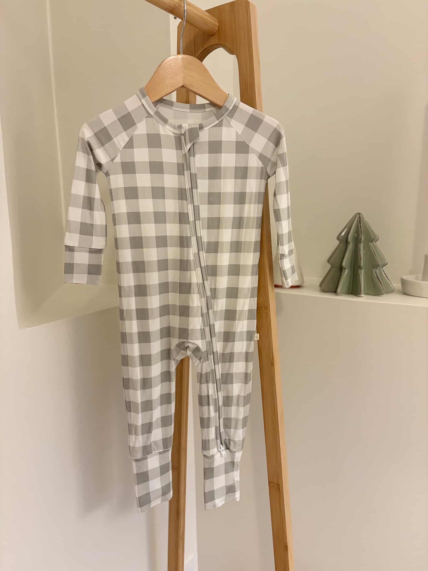 Sage Green Gingham - Bamboo Zipper Onesies