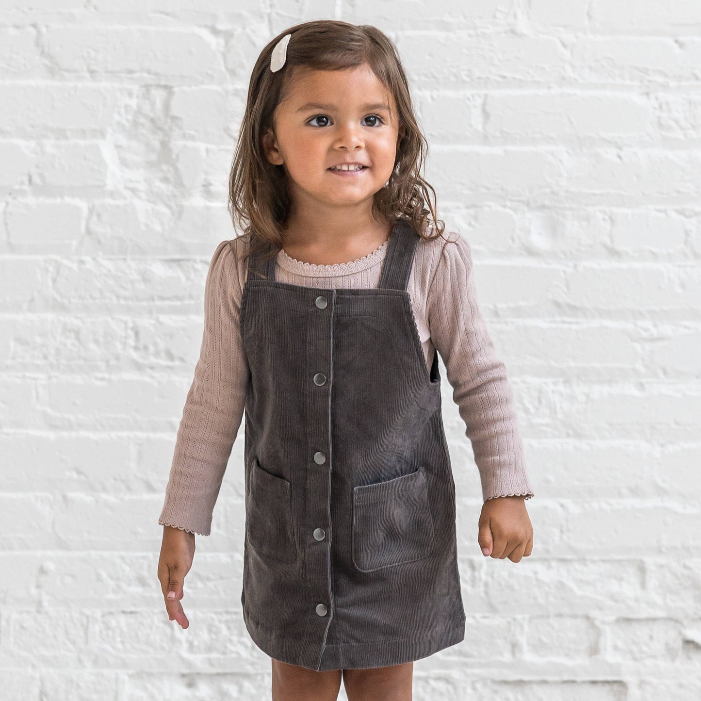 Clemmie Corduroy Jumper Dress - Ash