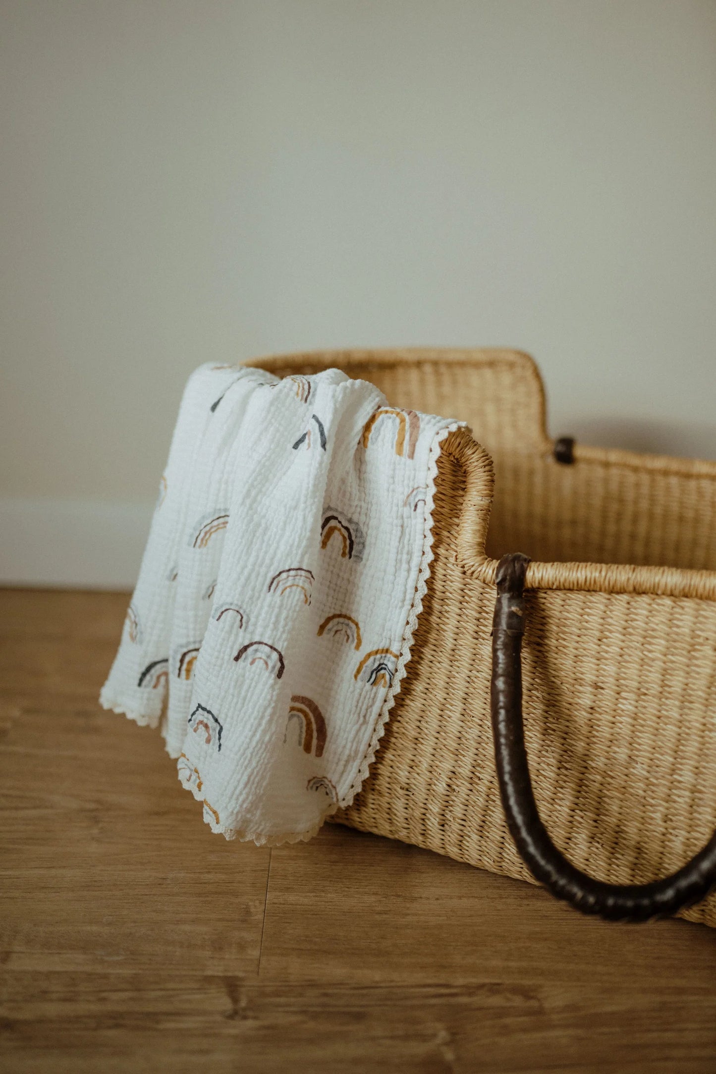 Organic cotton muslin blanket - rainbow