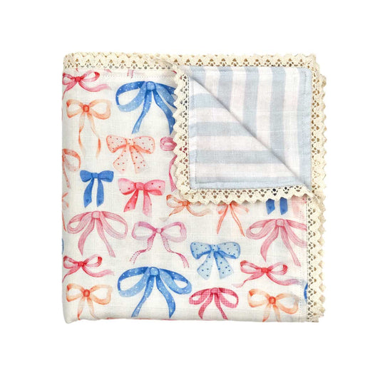 PREORDER - Bow Avenue 6-Layer Organic Cotton Baby Blanket