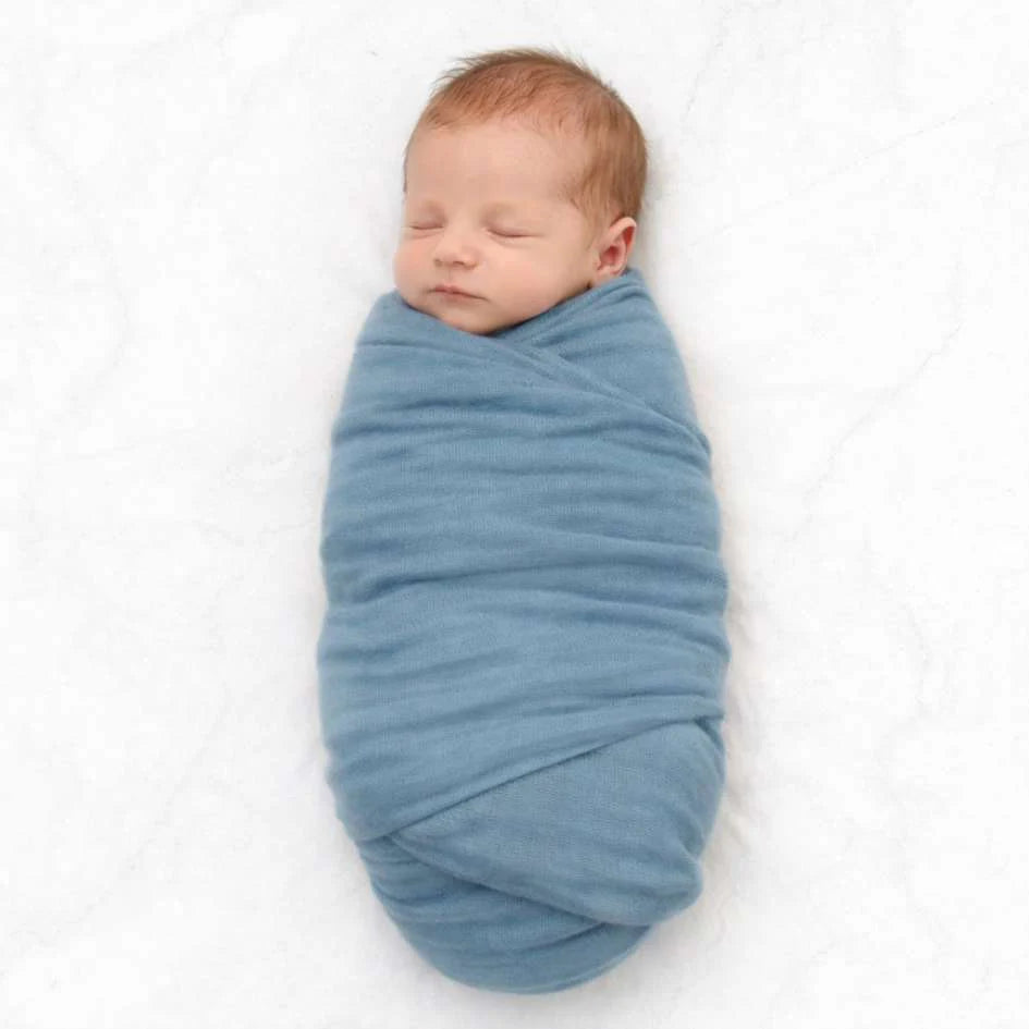 Baby Muslin Cotton Swaddle Blanket - Lake Blue