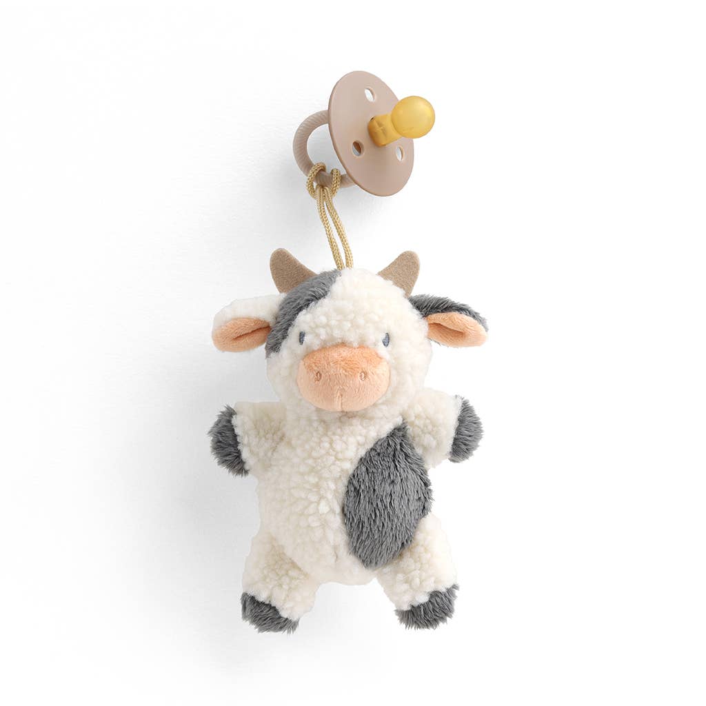 Bitzy Pal Natural Rubber Pacifier & Plush - Cow & Bunny