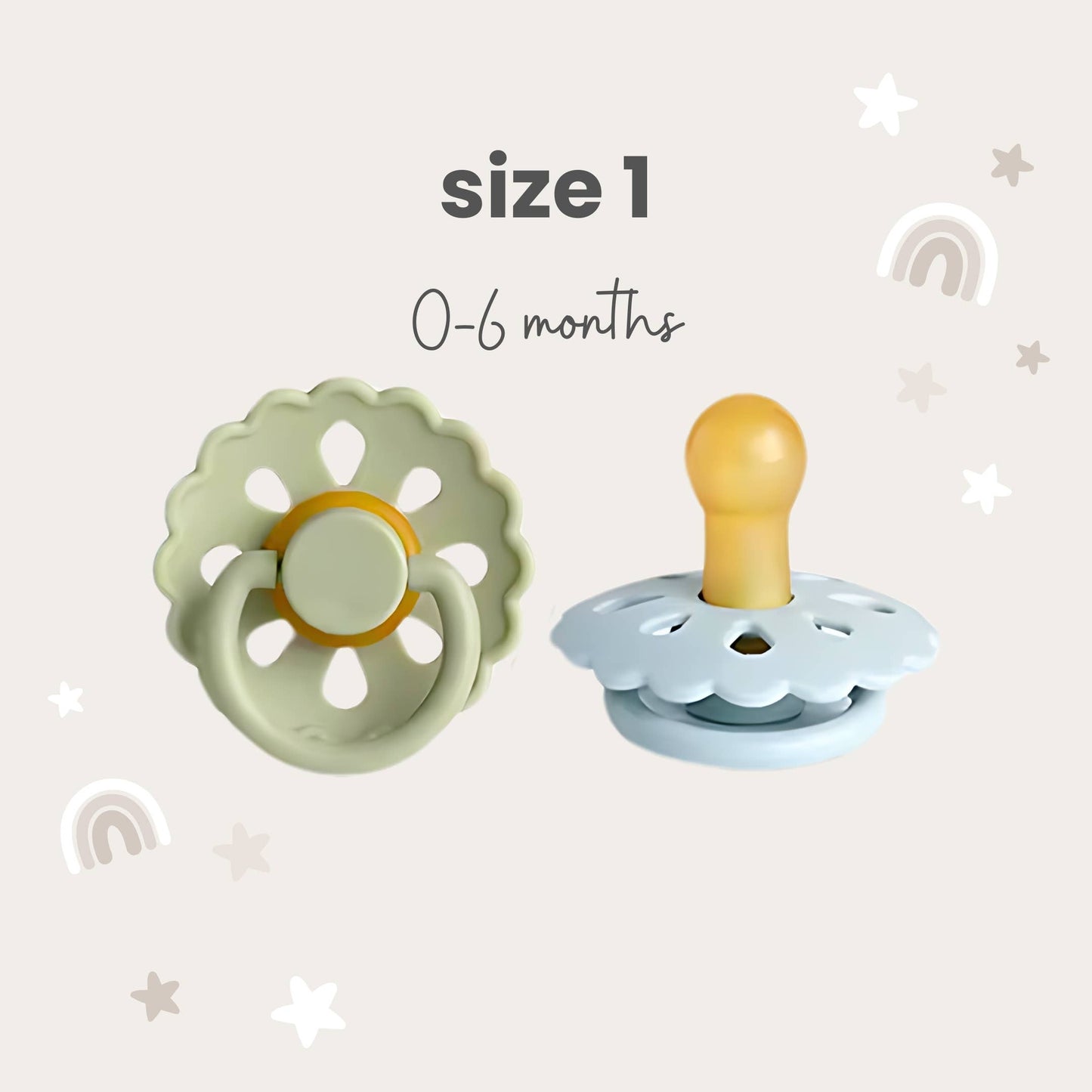 Natural Latex Pacifiers - Size 1 (0-6M) Sage & Dusty Blue