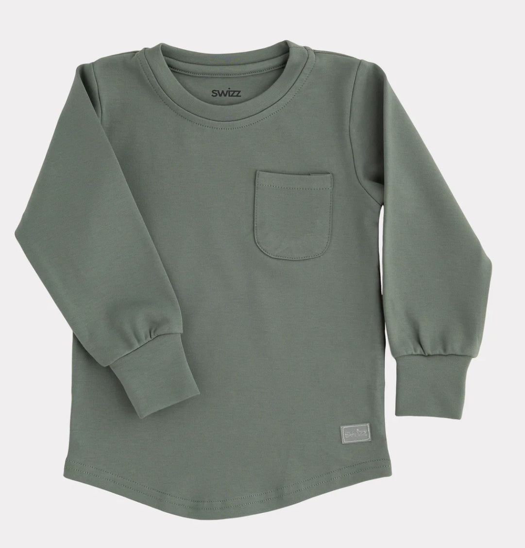 Pocket Long Sleeve Top - Thyme