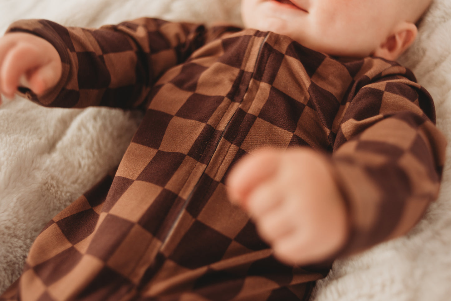 Espresso Checkers Footed Sleeper