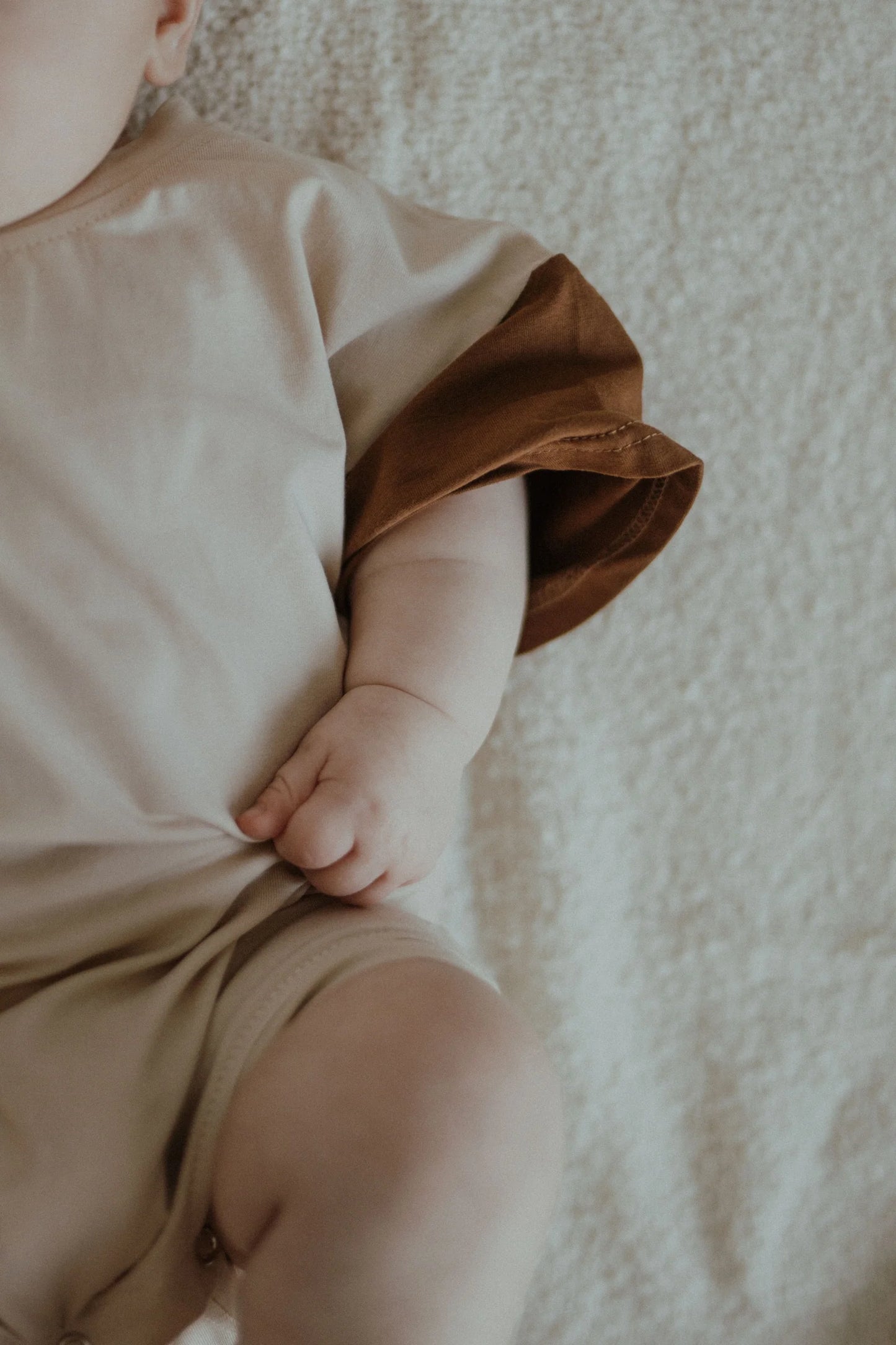 Tri-Coloured Drop Shoulder Romper - Brown