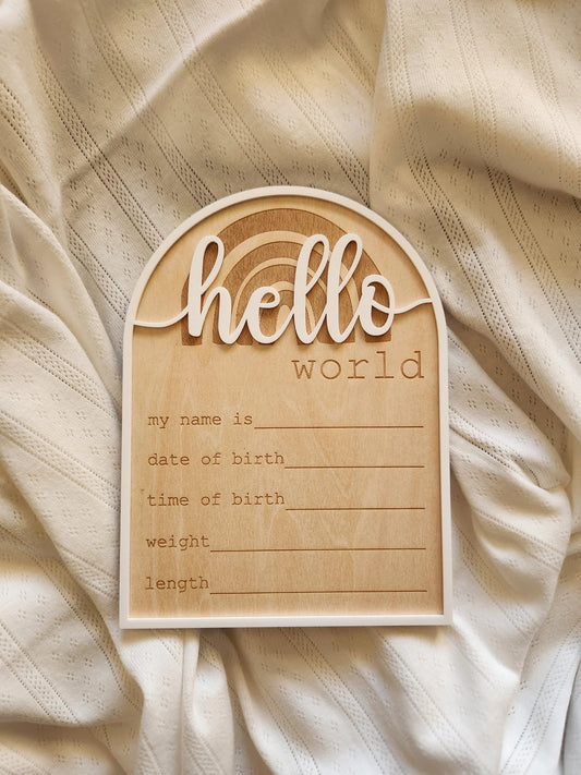 Hello World Rounded Arch Announcement Sign