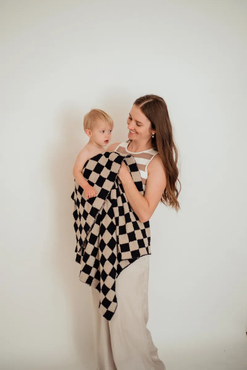 4 Options | Checkered Baby Plush Blanket 30x40