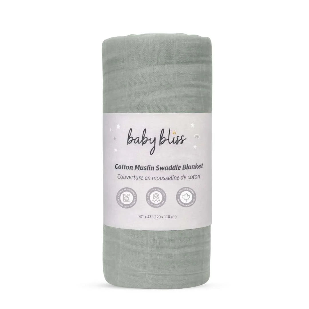 Baby Muslin Cotton Swaddle Blanket - Light Sage