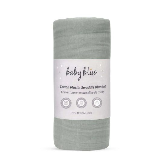 Baby Muslin Cotton Swaddle Blanket - Light Sage