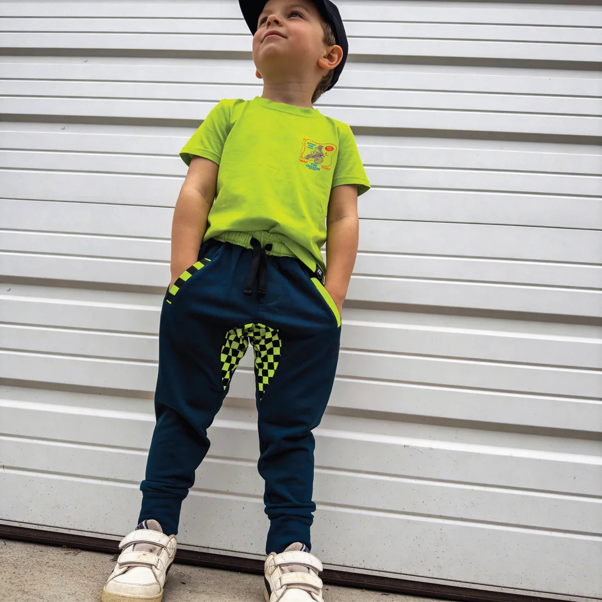 PREORDER - Jersey Jogger - navy/green checkered